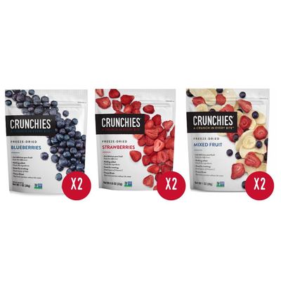 Crunchies Freeze-Dried Fruits, 100% All Natural Crispy Fruit, Non GMO and Kosher, Resealable Freeze Dried Fruit Snack Packs (Very Berry Variety Pack)