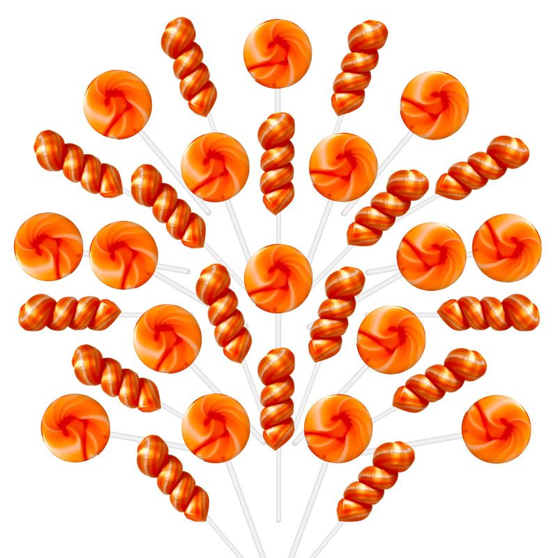 32 Pack Orange Gold Twisty &amp; Swirl lollipops candy, No Artificial Dyes or Flavors, Individually Wrapped Lollipops sucker, 1616 Swirl Candy Lollipop, Gluten Free, Easter Snacks, Candy For Party Favors