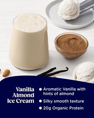 Enchant Organic Protein Powder, Vanilla Almond Ice-Cream flavor - Great Taste, 20g Plant Protein, 5g Prebiotic fiber, USDA Organic, Non-GMO, Plant-based, Non-Dairy, Vegan, 0.84 lb