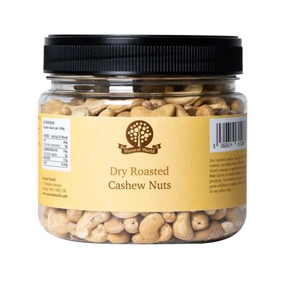Nutural World - Dry Roasted Whole Cashews - Unsalted 17.63 Oz (500g) - Great Taste Award Winner