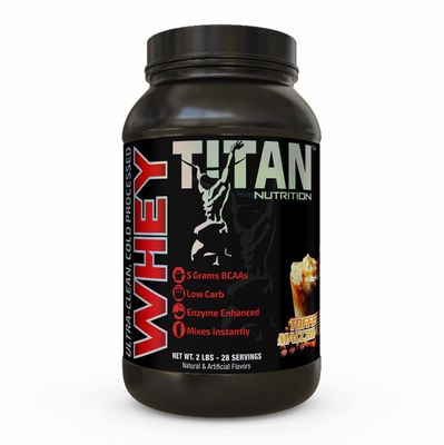 Titan Whey Protein Powder - Premium, Fast-Absorbing Whey with 23g of Protein, BCAAs, &amp; Digestive Enzymes Per Serving - Supports Lean Muscle Mass &amp; Optimal Digestion - 2 Pounds, Toffee Macchiato