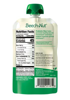 Beech-Nut Baby &amp; Toddler Food Pouches with Prebiotic Fiber, Carrot Apple &amp; Sweet Potato, 3.5 oz (12 Pack)