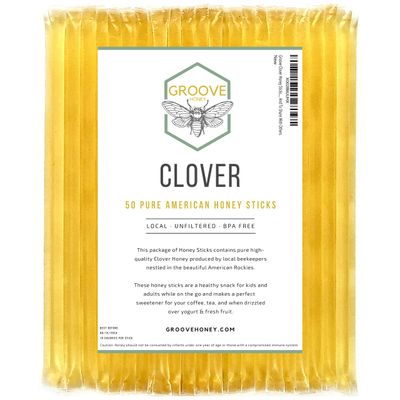 Clover Honey Sticks for Tea, Travel &amp; Snacks - Premium Grade Pure Honey Packets are Farm Fresh from US Beekeepers - Each Honey Straw is full of Flavor that You&#39;ll Love - A Great Gift Idea (50)