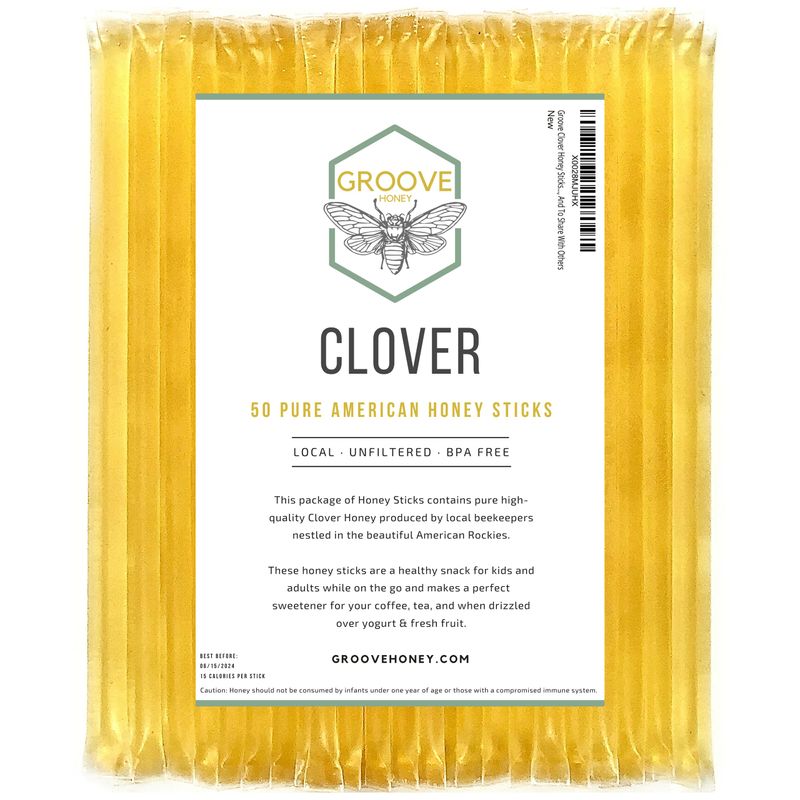 Clover Honey Sticks for Tea, Travel &amp; Snacks - Premium Grade Pure Honey Packets are Farm Fresh from US Beekeepers - Each Honey Straw is full of Flavor that You&#39;ll Love - A Great Gift Idea (50)