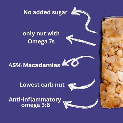 House of Macadamias, Macadamia Snack Bars, Blueberry White Chocolate, 12 x 1.41oz - Keto, Vegan, Paleo, Gluten-Free, Sugar-Free, Dairy-Free, Healthy Snack Option