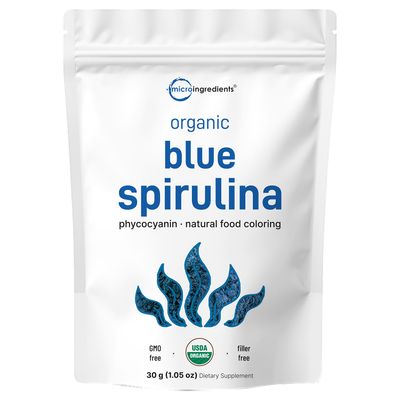 Organic Blue Spirulina Powder (Phycocyanin Extract), 30 Servings - No Fishy Smell, 100% Vegan Protein from Blue-Green Algae, Natural Luminous Food Coloring for Smoothies, Baking, Drinks &amp; Cooking