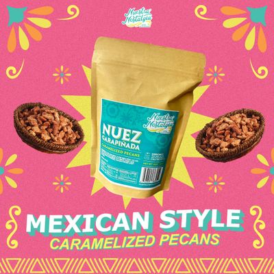 Nuez Garapiada  Caramelized Pecans - Crunchy Mexican-Style Candied Pecans with a Hint of Vanilla (8oz Bag)