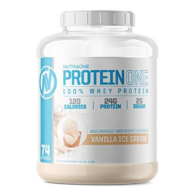 NutraOne ProteinOne Whey Protein Promote Recovery and Build Muscle with a Protein Shake Powder for Men &amp; Women (Vanilla Ice Cream - 5 lbs.)