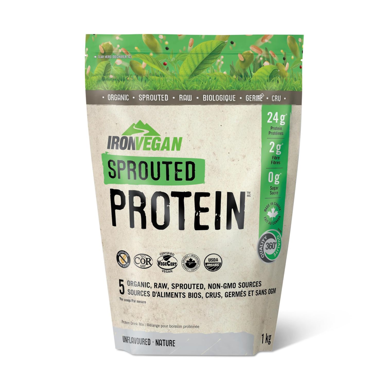 IRONVEGAN Sprouted Protein Unflavoured, 1000 GR