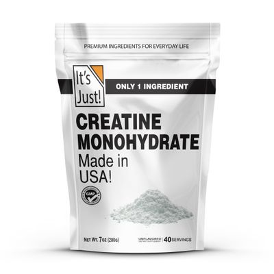 It&#39;s Just! - Creatine Monohydrate Powder, Pure Creatine Powder, Made in USA, 3rd Party Lab Tested, 5g Per Serving, Scoop Included, No Fillers, No Added Flavor (Unflavored, 200g / 40 Servings)