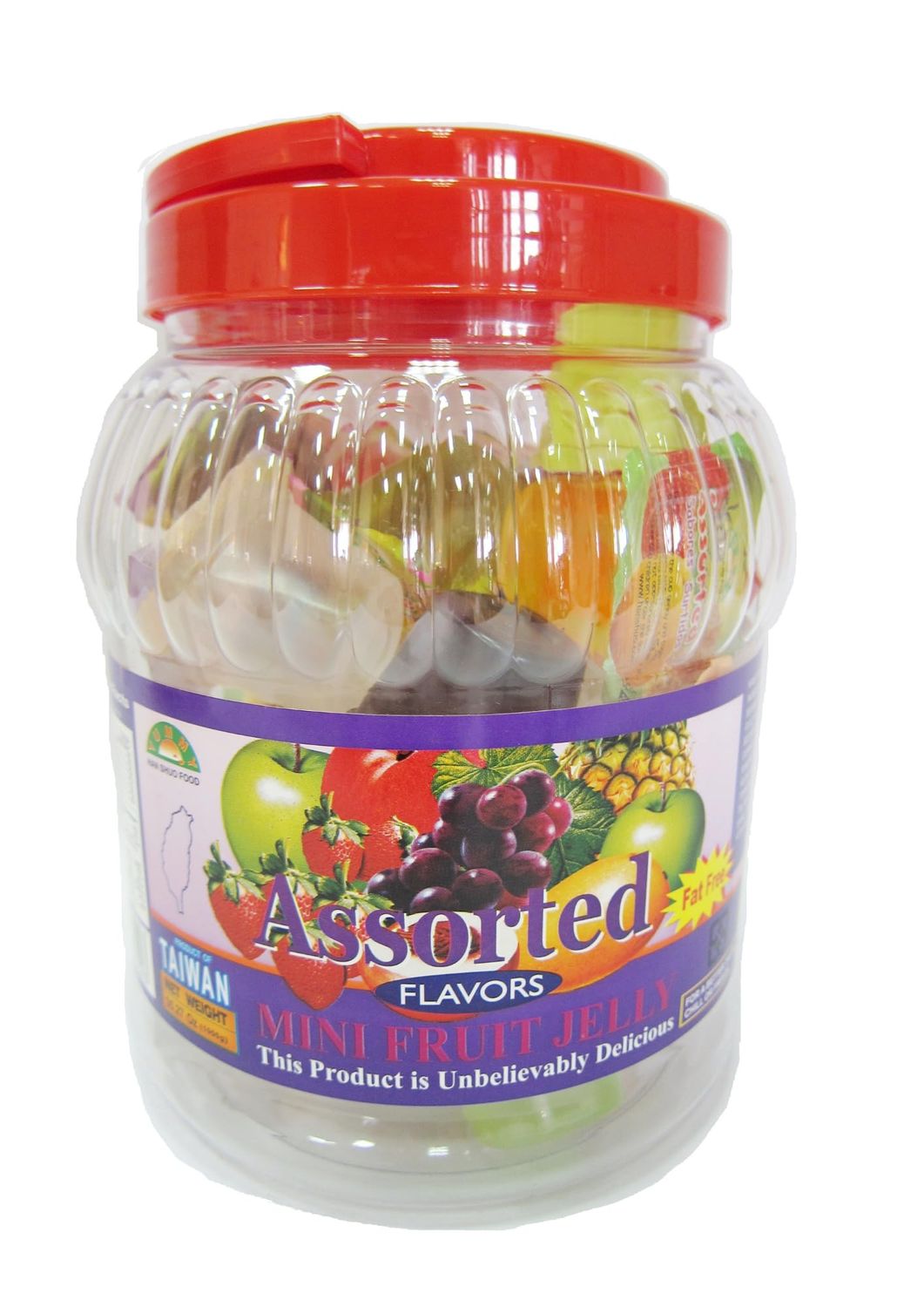 Yummy Mini Assorted Fruit Jelly Cups, Jelly Candy Snacks - Pineapple, Strawberry, Apple, and Grape Flavors 35.27 oz (1000g)