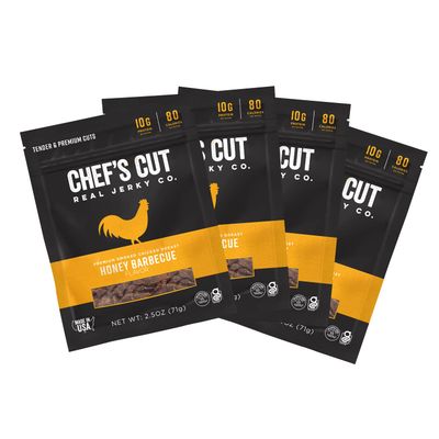 Chef&#39;s Cut Chicken Jerky Meat, Honey Barbecue (2.5 Ounce Bags, Pack of 4) - High Protein, 10g Protein, 80 Calories, Gluten-Free, Premium Smoked Chicken Breast, Keto Friendly Snack, Low Carb Snack