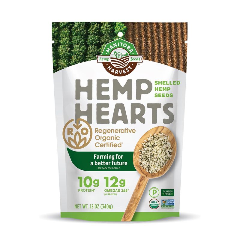 Manitoba Harvest Regenerative Organic Hemp Hearts, Kosher, Paleo Friendly, USDA Certified Organic, Gluten Free &amp; Non-GMO, 12 Ounce (Pack of 1)