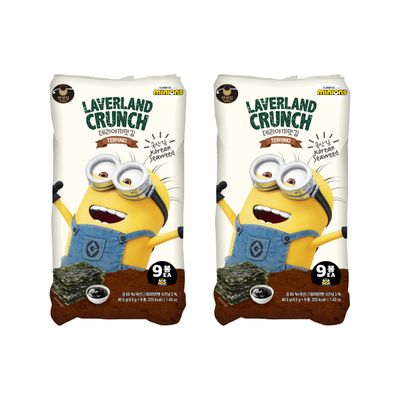 Laverland Crunch Seaweed Snack 18 Count (2 Packs), Korean Roasted Seaweed, Low Calorie, Vegan and Keto friendly, Gluten Free. (2 Packs, Teriyaki)