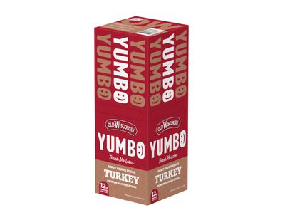 Old Wisconsin Yumbo Summer Sausage Snack Sticks, Ready to Eat, High Protein, Low Carb, Keto, Gluten Free, 20 Individually Wrapped 2oz Sticks, Honey Brown Sugar Turkey Flavor