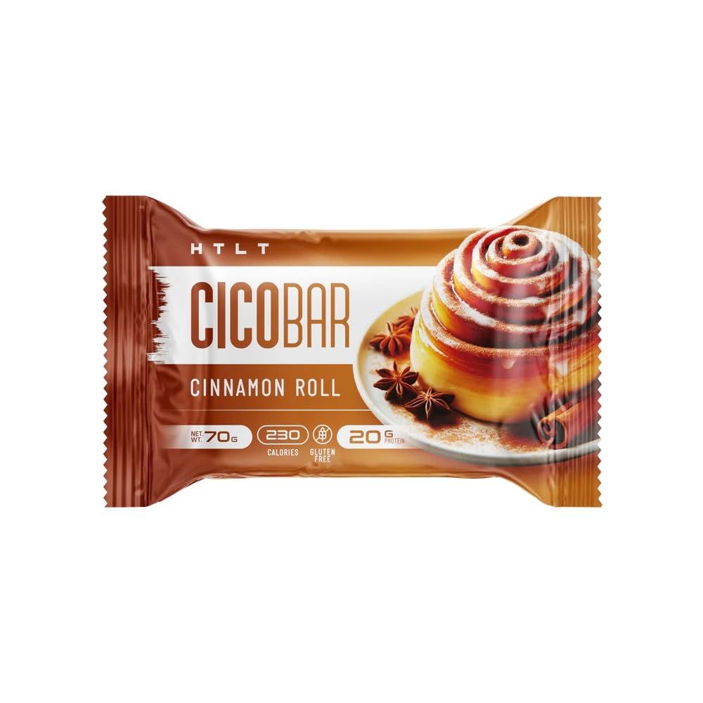 CICOBAR by HTLT  Soft &amp; Delicious Protein Bars  20g of Plant-Based Protein and only 230 Calories per Serving  High-Protein Snacks for Adults  12-Pack (Cinnamon Roll)