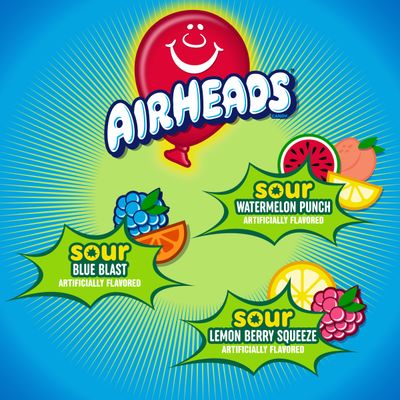 Airheads Mini SOURS Candy Bars, Sour Watermelon Punch, Blue Blast, and Lemon Berry Squeeze 12oz Variety Bag