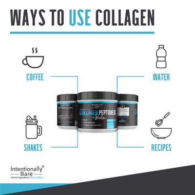 Intentionally Bare Collagen Powder Unflavored - Collagen Peptides Powder with Biotin &amp; Hyaluronic Acid - Non-GMO &amp; Grass Fed Collagen Protein Powder with 10g Protein - Keto Collagen Powder 40 Servings