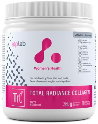 ATP LAB Total Radiance Collagen Powder, Unflavoured, 360g - Premium Hydrolyzed Collagen Peptides for Women - Vegan-Friendly Collagen Protein Powder, Support for Skin, Hair &amp; Nails