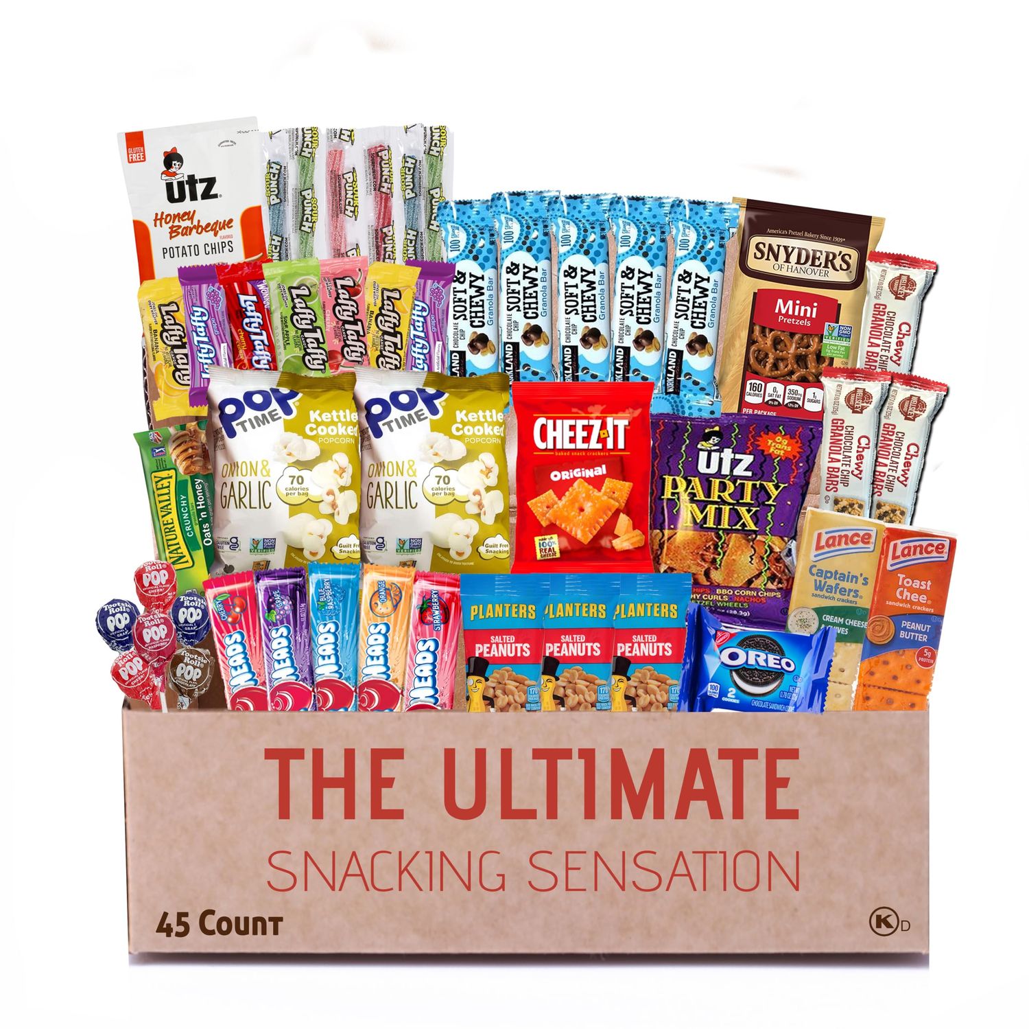 Broadway Basketeers 45 Count Snack Box Variety Pack Care Package for Kids,Teens,Adults,Family,Military,College Students,Birthdays,- Cookies,Chips,Crackers,Pretzels,Candy,Treats,Healthy Snacks