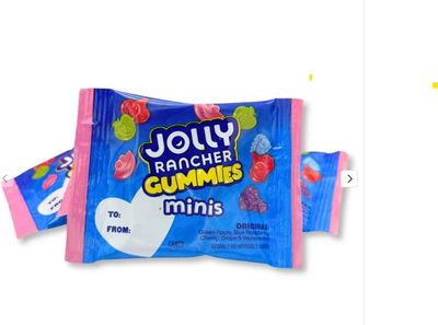 Valentine&#39;s Edition Jolly Gummies Minis Assorted Fruit Flavored Snack Size Monster Candy 50 Snack Size Packs