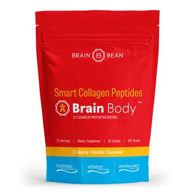 Brain Body Collagen Peptides Powder - Vital Protein &amp; Collagen Supplement for Women &amp; Men - Hydrolyzed Type I &amp; III for Hair, Skin, Nails &amp; Joint Health - 25 Servings - Creamy Vanilla Coconut - 875g