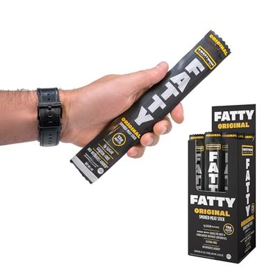 FATTY Grass-Fed Beef Smoked Meat Sticks, Original Flavor, 13g Protein Per Stick, 2 oz. (Pack of 20)