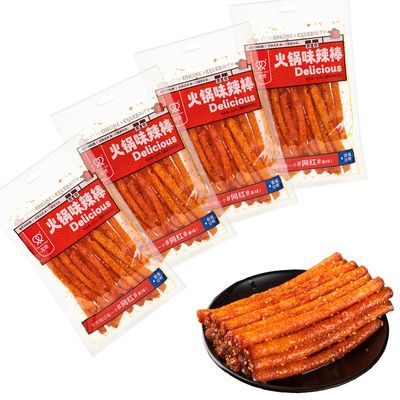 KachiKachi 4-pack Latiao Hot Pot Spicy Strips, 100g/3.5oz per pack, Chinese Hot Pot Spicy Sticks, Tiktok Spicy Snacks from China, , , Made of Flour, Chili and Spices, Gluten Snacks