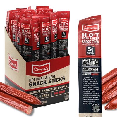 Sugar-Free Hot Meat Sticks  High Protein, Low Carb, Keto, Gluten Free, No MSG, Healthy Snack Stick  Individually Wrapped Snacks - 26 Pack