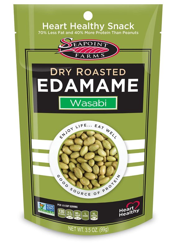 Seapoint Farms Dry Roasted Edamame, Wasabi, Plant Based Protein, Vegan, Gluten-Free, and Non-GMO, Crunchy Snack for Healthy Snacking, 3.5 oz (Pack of 3)