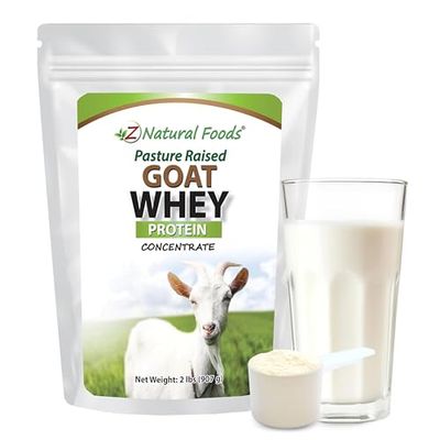 Z Natural Foods Goat Whey Protein Powder Concentrate - Undenatured, Unflavored, Pasture Raised Whey - Clean Goat Protein Powder with Vital Proteins for Weight Management, Immune Support, Fitness, 2 lb