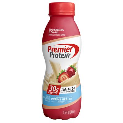 Premier Protein Shake, Strawberries &amp; Cream, 30g Protein, 1g Sugar, 24 Vitamins &amp; Minerals, Nutrients to Support Immune Health,11.5 fl oz
