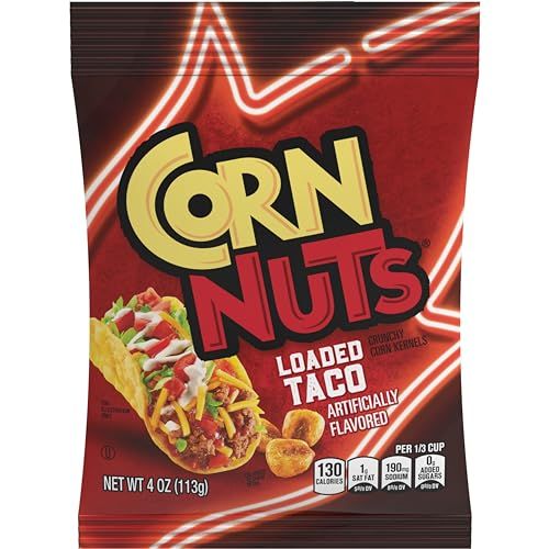 CORN NUTS Loaded Taco Flavored Corn Kernels, Crunchy Corn Snacks, Snack Box, Variety Packs, Food for Adults, 4oz. (Pack of 12)