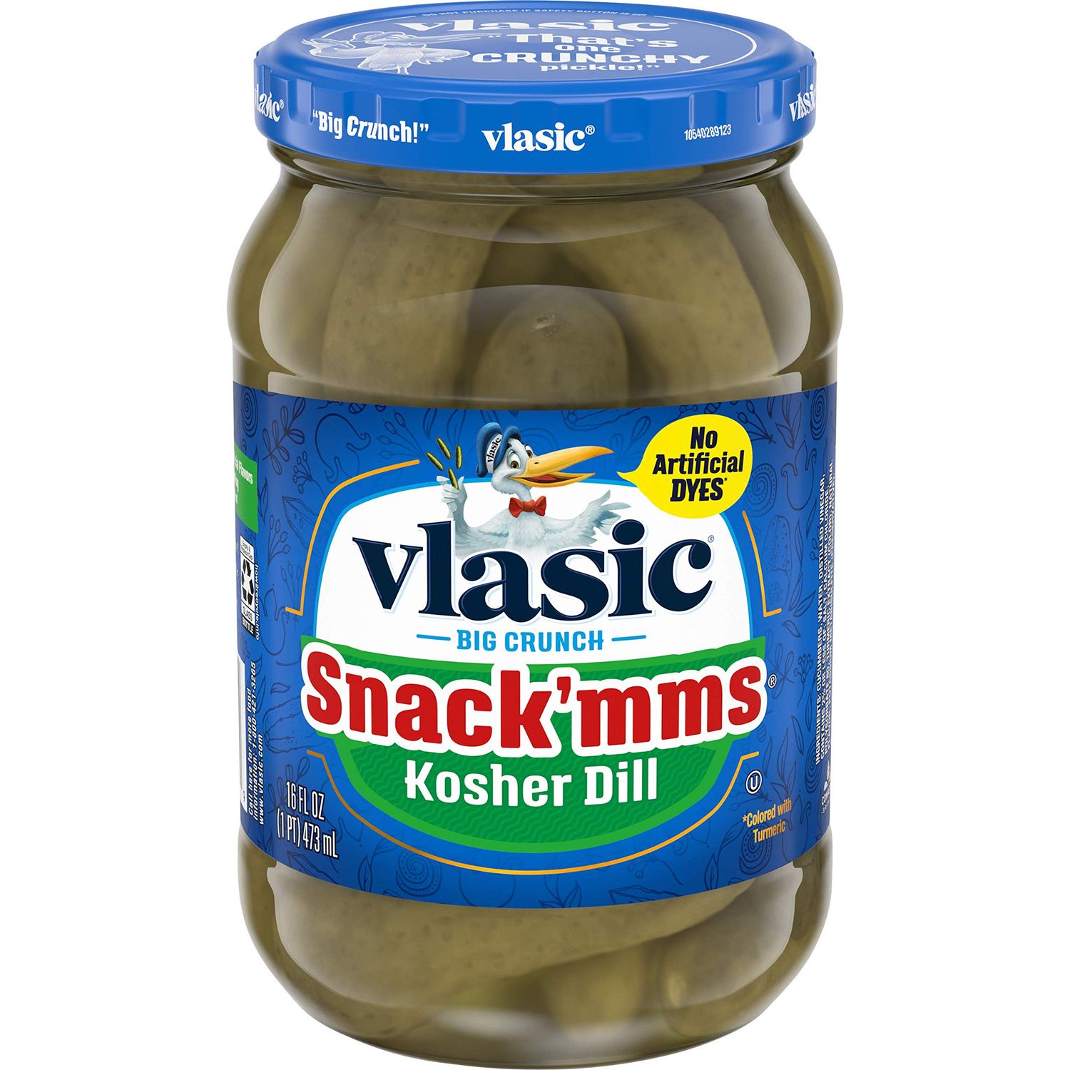 Vlasic Snack&#39;mms Kosher Pickles Dill Minis, Keto Friendly, 16 FL OZ (Pack of 6)