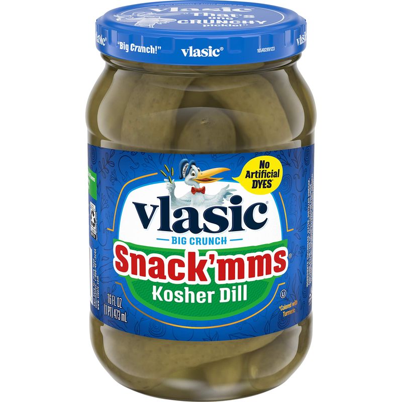 Vlasic Snack&#39;mms Kosher Pickles Dill Minis, Keto Friendly, 16 FL OZ (Pack of 6)