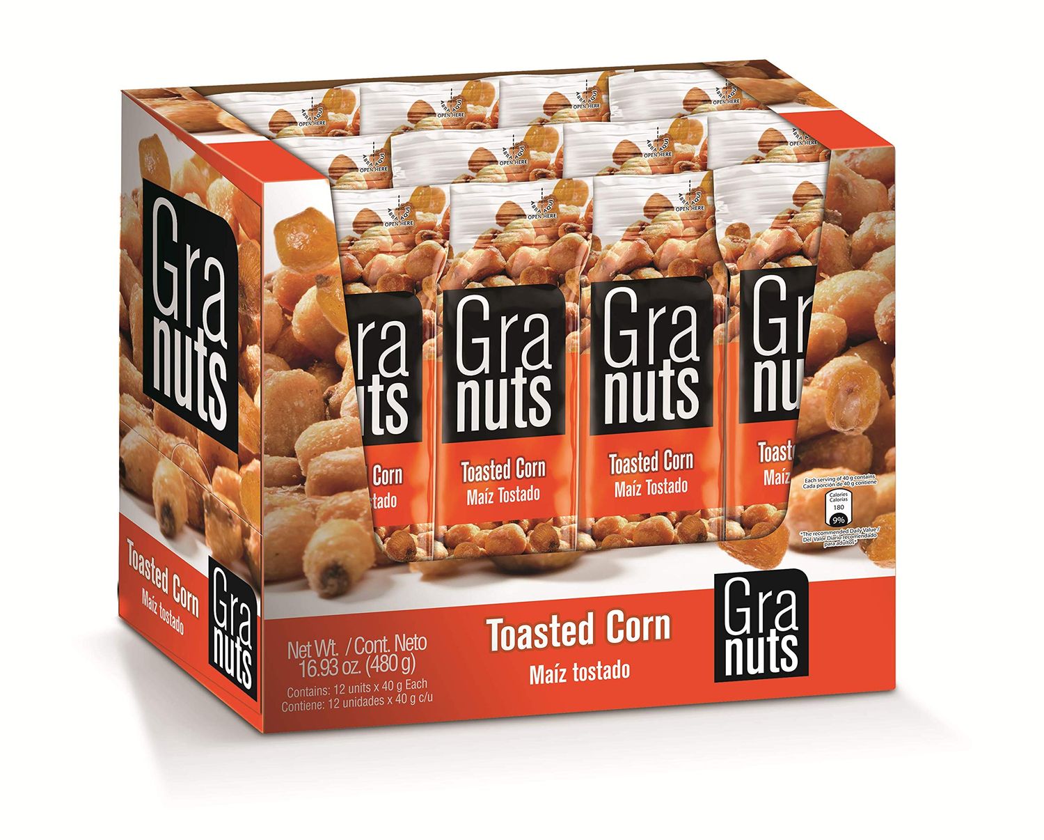 Granuts Toasted Corn  Mouth-Watering Crunchy Corn  Baked to Perfection  On-the-Go Snack  1.41 Oz (12 Inner Packs)