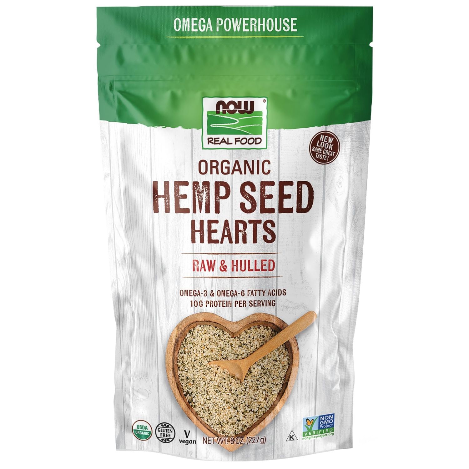 NOW Foods, Organic Hemp Seed Hearts, High in Protein and Iron, with Omega-3 and Omega-6 Fatty Acids, Raw and Hulled, 8-Ounce (Packaging May Vary)