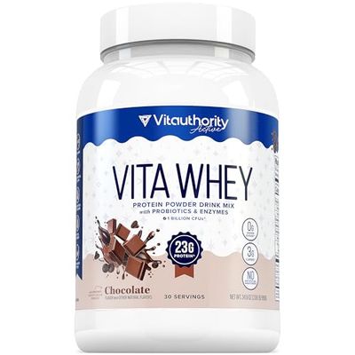 Vitauthority Whey Protein Powder for Women Whey Isolate Probiotics &amp; Enzymes Supports Digestion, Nutrient Absorption &amp; Energy Post-Workout &amp; Daily Nutrition Chocolate Flavored 30 Servings