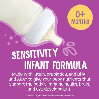 Earth's Best Organic Sensitivity Infant Formula for Babies 0-12 Months, Reduced Lactose Powder Formula with Iron, Omega-3 DHA, and Omega-6 ARA, 21 Ounce Container