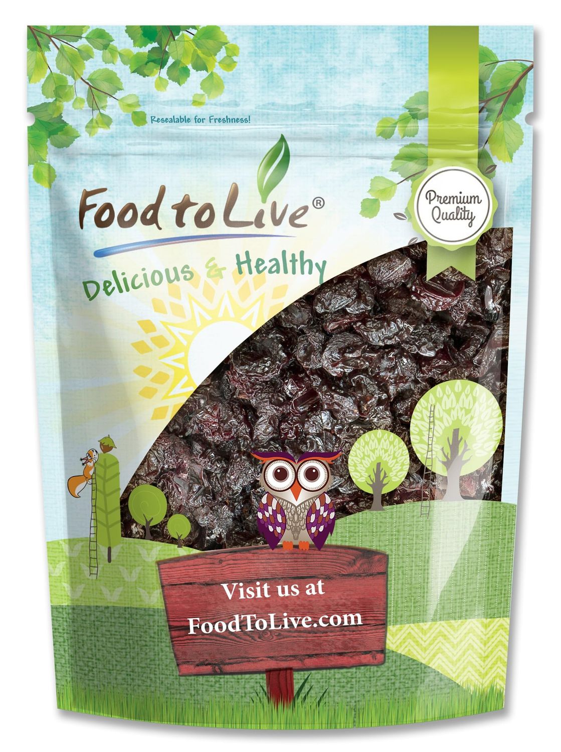 Food to Live - Dried Sour Cherries, 1.5 Pounds - Tart, Soft &amp; Juicy Nature&#39;s Candy. Whole Fruit Snack. Lightly Sweetened and Coated with Vegetable Oil. Pitted, Unsulphured, Vegan, Bulk