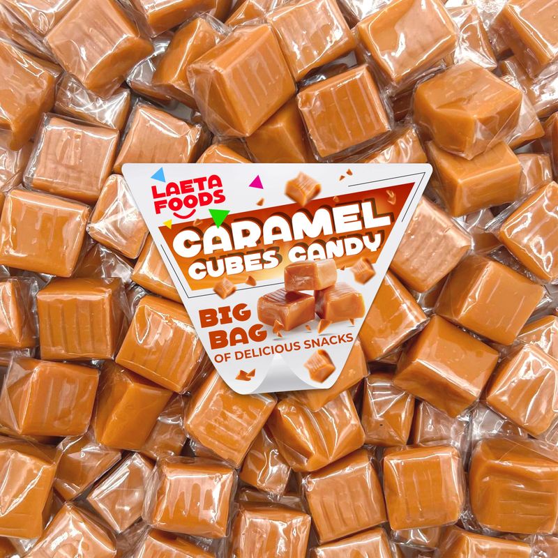 Caramel Cubes Candy, Individually Wrapped (3 Pound Bag - Approx. 165 Count)