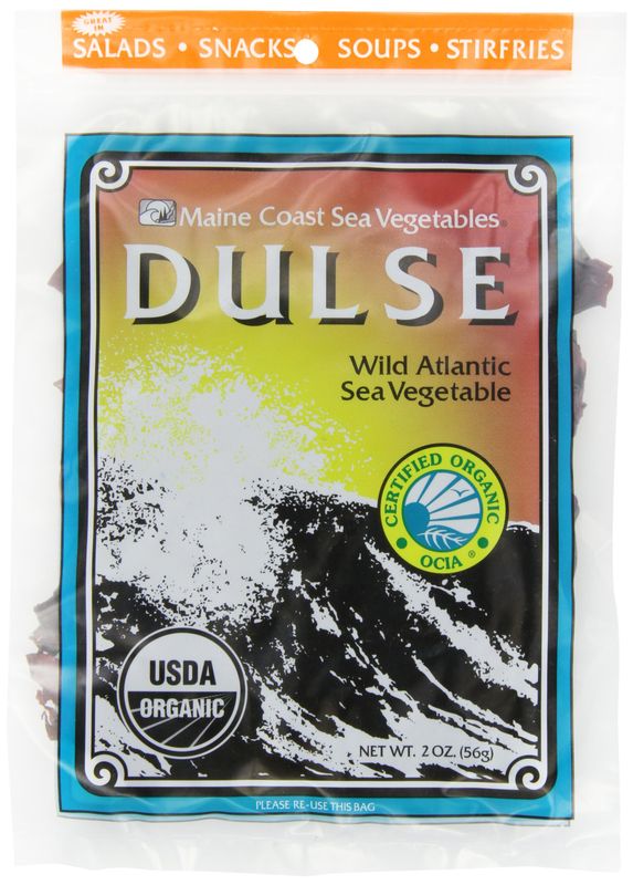 Maine Coast Sea Vegetables Organic Dulse Whole Leaf Bag  Nutritious Food &amp; Seaweed Snacks  Rich in Iodine  North Atlantic Harvest  Great for Salads, Soup, Smoothies  2 Oz (Pack Of 6)