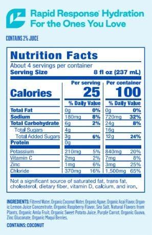 Berri Lyte Electrolytes Hydration Beverages with Coconut Water, Organic &amp; Plant Based Electrolyte, Pediatric Rehydration Drink, Acai Berry, 1 L, 6 Count