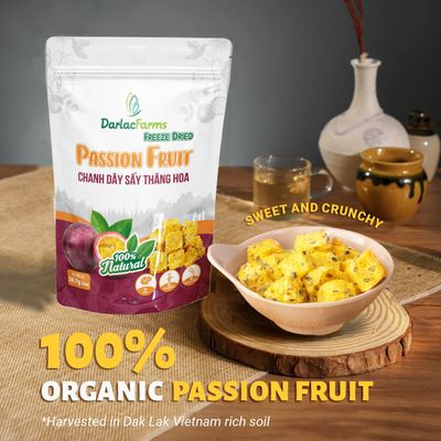 DARLAC FARMS Freeze Dried Passion Fruit Cubes, 2 Oz Pack 1, No Sugar Added, Healthy Fruit Snacks for Kids, Adults & All Ages, Premium Organic Crispy Crunchy Snacks, Tea, Baking, Smoothie, Yogurt, 2 Oz