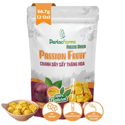 DARLAC FARMS Freeze Dried Passion Fruit Cubes, 2 Oz Pack 1, No Sugar Added, Healthy Fruit Snacks for Kids, Adults &amp; All Ages, Premium Organic Crispy Crunchy Snacks, Tea, Baking, Smoothie, Yogurt, 2 Oz