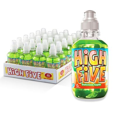 High Five Juice Drink - Apple - 10.1 oz Bottles, Naturally Sweetened with Vitamin C, Low-Calorie Fruit Juice Beverages with Spill Proof Sports Cap 10.1 Ounce (Pack of 24)