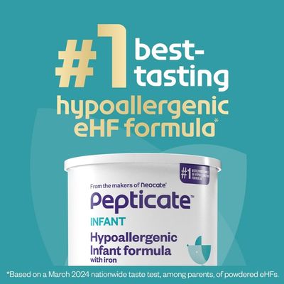 Pepticate Baby Formula, Hypoallergenic Powdered Infant Formula for Cow Milk Allergy, with Omega 3 DHA, ARA, Iron &amp; Prebiotics, 13.2oz