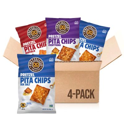 Pretzelized Pretzel Pita 4 Pack Variety Pack - Sea Salt, Everything, Buffalo Pretzelized Snacks Multipack