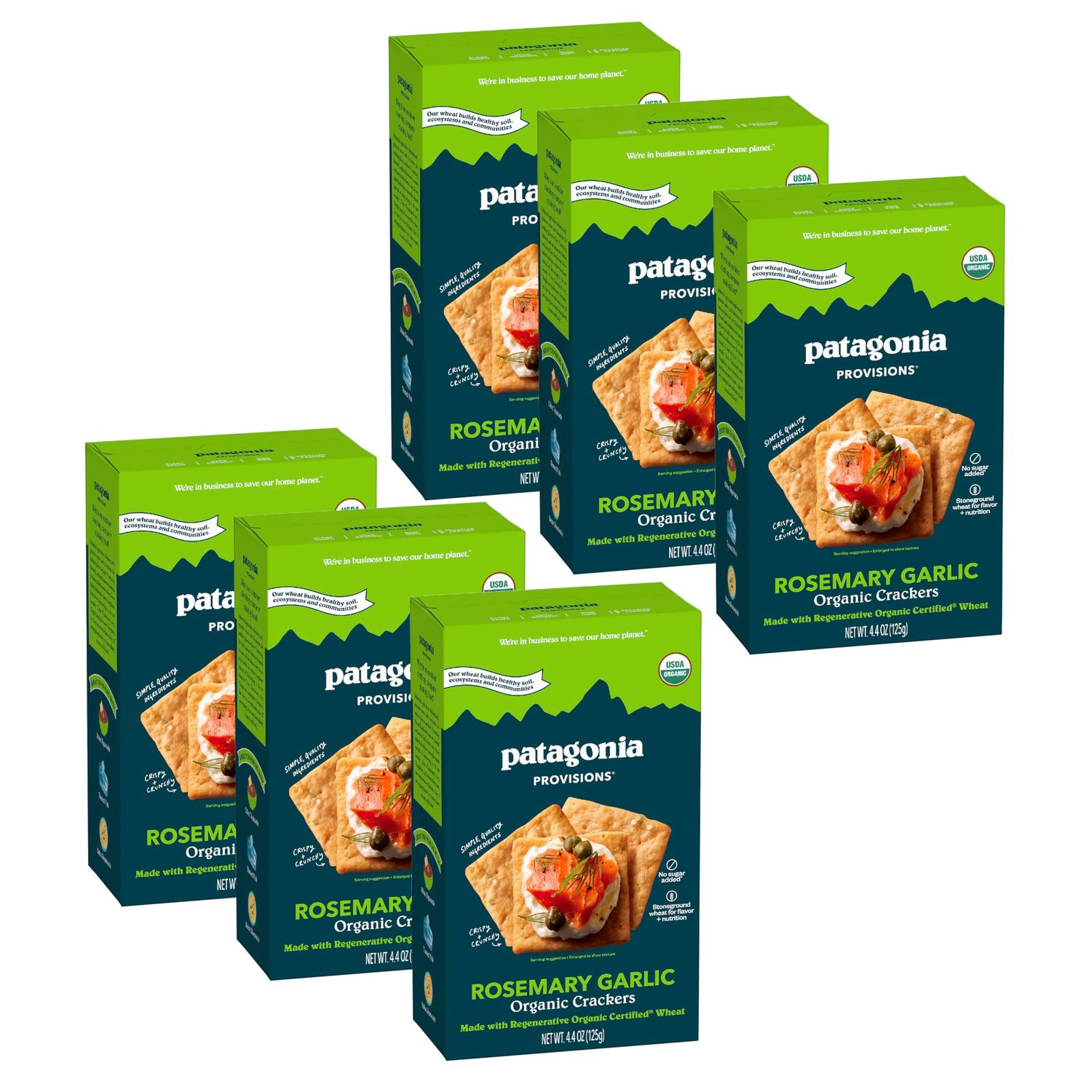 Patagonia Provisions - Rosemary Garlic - Certified Organic Crackers - Non-GMO, Plant-Based, No Added Sugar (6 Pack)
