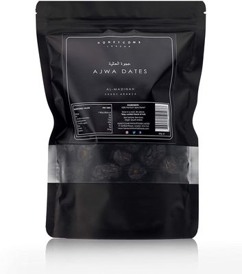 Dates - Ajwa Dates - Ajwa Al Aaliyah Saudi Dates Dried Fruit Snacks - Ajwa Dates Madinah - Dried Dates - Fresh Dates - Honeycomb London - 500g pouch